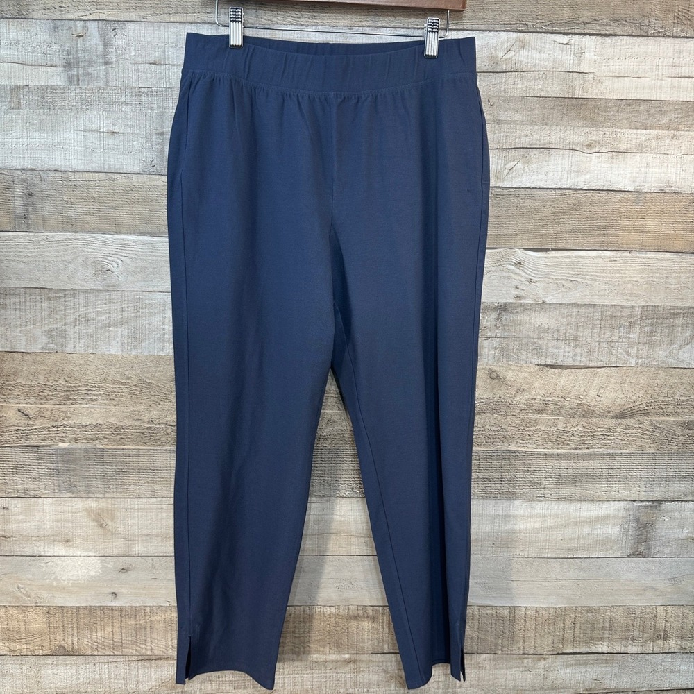 Eileen Fisher Blue Straight Leg Ankle Pants M/M Elastic‎ Waist